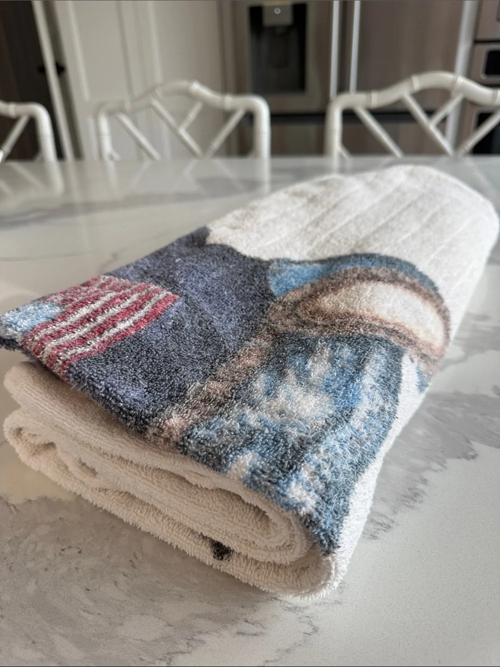 Vintage 90s Polo Bear Beach Towel 65 X 34 White Terry Cloth by Ralph Lauren